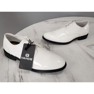 NEW NO BOX MENS WHITE PATENT‎ LEATHER DRESS SHOES VANCE BARCLAY SIZE 9.5